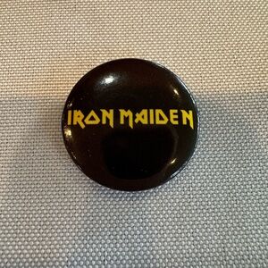 Iron Maiden Black and Yellow Button Pin